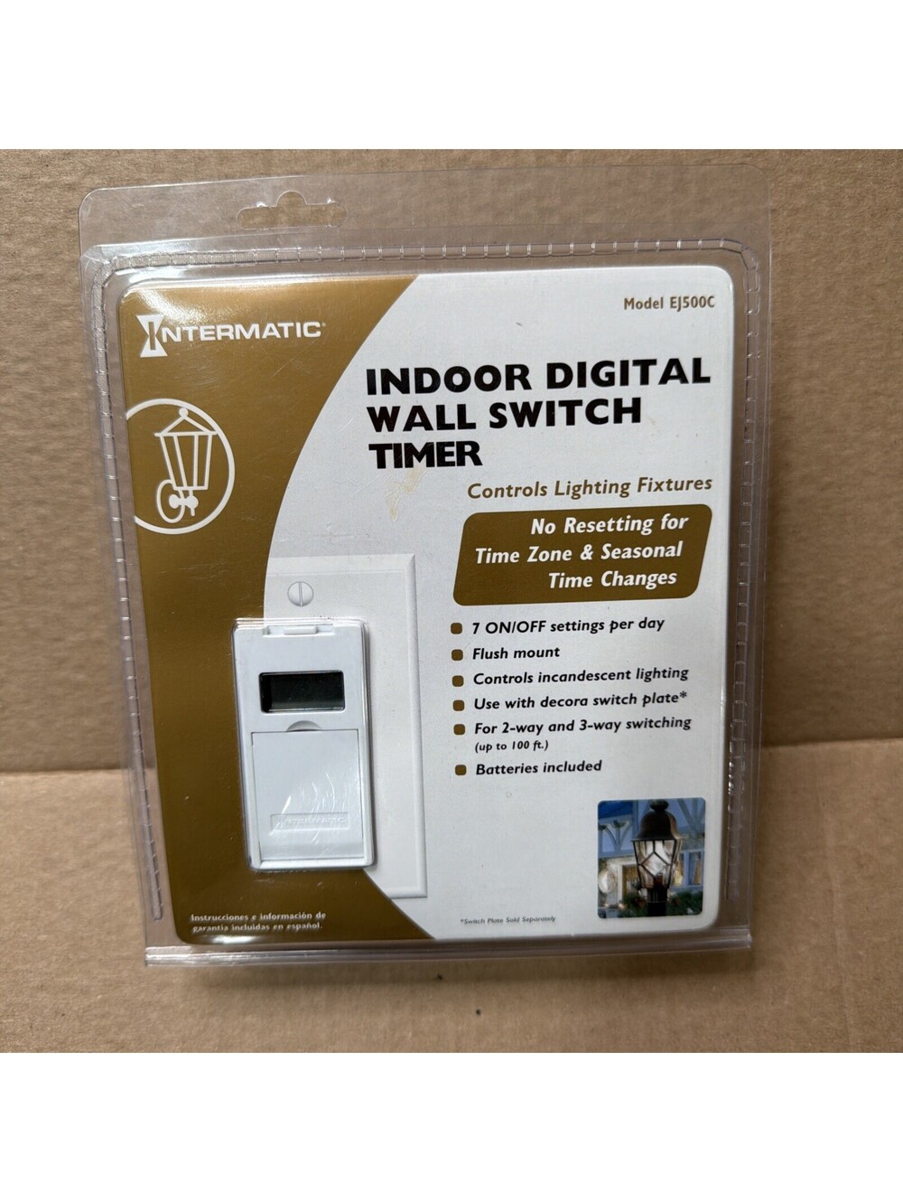 Intermatic EJ500C Electronic In-Wall Timer Controls Lighting Fixtures
